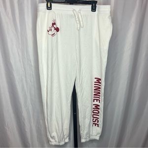 Disney Minnie Mouse Jogger Sweatpants White and Red, size XL
